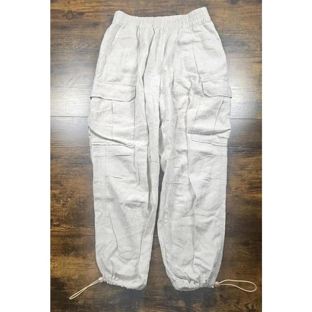 Lanhtropy Beige Parachute Pants Womens Designer Size XS 100% Linen